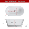 Deluxe High-Gloss Acrylic Freestanding Soaking Bathtub with Chrome Overflow and Drain, cUPC Certified - 67*31.1 22A02-67