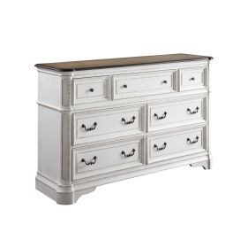 Florian Dresser; Antique White &amp; Oak Finish 28725