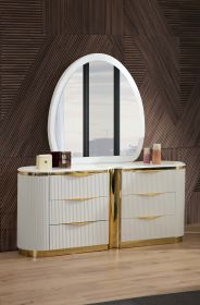 Laura Gold Detailed Dresser made with Wood in White