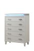 Perla 5 Drawer LED Chest Made with Wood in Milky White