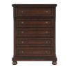 Transitional Bedroom 1pc Chest of Five Drawers Bun Feet Brown Cherry Finish Birch Veneer Home Furniture