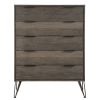 Contemporary Three-Tone Gray Finish Chest of Drawers Perched atop Metal Legs Acacia Veneer Modern Bedroom Furniture