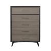 Modern Two-Tone Finish 1pc Chest of Drawers Walnut Veneer Tapered Turned Legs Bedroom Furniture