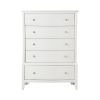 Transitional Style Antique White Finish 1pc Chest of 5x Drawers Birch Veneer Wooden Bedroom Furniture