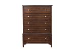 Dark Cherry Finish 1pc Chest of 5x Drawers Satin Nickel Tone Knobs Transitional Style Bedroom Furniture