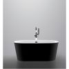 59&quot; 100% Black Acrylic Freestanding Bathtub Contemporary Soaking Tub with Brushed Nickel Overflow and Drain