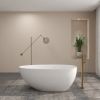 FRALIMK 59" x 30.71" x 22.05" Flatbottom Freestanding Solid Surface Stone Resin Bathtub Soaking Tub; Soft White Matte