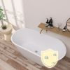 59" Acrylic Freestanding Bathtub; Gracefully Shaped Freestanding Soaking Bathtub with Brushed Nickel Drain & Minimalist Linear Design Overflow White