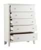 Transitional Style Antique White Finish 1pc Chest of 5x Drawers Birch Veneer Wooden Bedroom Furniture