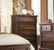 Transitional Bedroom 1pc Chest of Five Drawers Bun Feet Brown Cherry Finish Birch Veneer Home Furniture