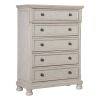 Wire-Brushed White Finish 1pc Chest of Drawers with Ball Bearing Glides Transitional Bedroom Furniture