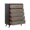 Modern Two-Tone Finish 1pc Chest of Drawers Walnut Veneer Tapered Turned Legs Bedroom Furniture