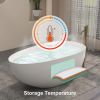 FRALIMK 59" x 30.71" x 22.05" Flatbottom Freestanding Solid Surface Stone Resin Bathtub Soaking Tub; Soft White Matte