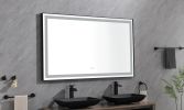 84*48 LED Lighted Bathroom Wall Mounted Mirror with High Lumen+Anti-Fog Separately Control