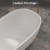 FRALIMK 59" x 30.71" x 22.05" Flatbottom Freestanding Solid Surface Stone Resin Bathtub Soaking Tub; Soft White Matte