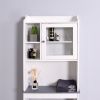 Modern Over The Toilet Space Saver Organization Wood Storage Cabinet for Home;  Bathroom -White