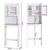 Modern Over The Toilet Space Saver Organization Wood Storage Cabinet for Home;  Bathroom -White