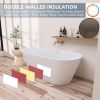 59" Acrylic Freestanding Bathtub; Gracefully Shaped Freestanding Soaking Bathtub with Brushed Nickel Drain & Minimalist Linear Design Overflow White