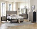 Modern Two-Tone Finish 1pc Chest of Drawers Walnut Veneer Tapered Turned Legs Bedroom Furniture