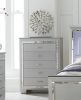 Glamourous Silver Finish 1pc Chest of 5x Dovetail Drawers Faux Alligator Embossed Fronts Bedroom Furniture