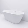 59" Acrylic Freestanding Bathtub; Gracefully Shaped Freestanding Soaking Bathtub with Brushed Nickel Drain & Minimalist Linear Design Overflow White