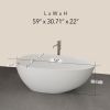 FRALIMK 59" x 30.71" x 22.05" Flatbottom Freestanding Solid Surface Stone Resin Bathtub Soaking Tub; Soft White Matte