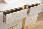 Laura Gold Detailed Dresser made with Wood in White