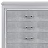 Glamourous Silver Finish 1pc Chest of 5x Dovetail Drawers Faux Alligator Embossed Fronts Bedroom Furniture