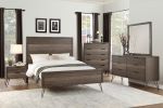 Contemporary Three-Tone Gray Finish Chest of Drawers Perched atop Metal Legs Acacia Veneer Modern Bedroom Furniture