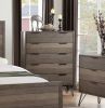 Contemporary Three-Tone Gray Finish Chest of Drawers Perched atop Metal Legs Acacia Veneer Modern Bedroom Furniture