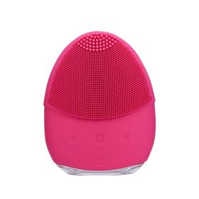 Silicone Wireless Charging Facial Washing Machine (Option: Rose Red)