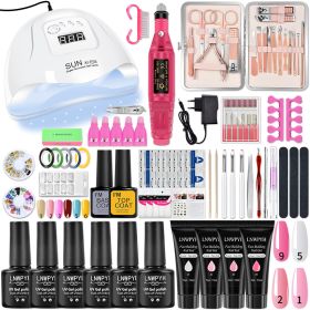 Manicure Set Poly Nail Gel Kit Professional Nail Set With Nail Lamp Acrylic Extension Gel Nail Polish All For Nail Gel Tools Kit (Color: X5 1-6)