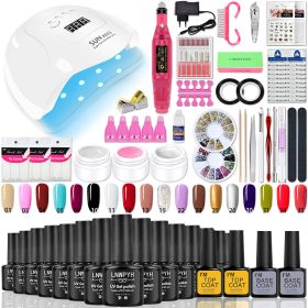 Manicure Set Poly Nail Gel Kit Professional Nail Set With Nail Lamp Acrylic Extension Gel Nail Polish All For Nail Gel Tools Kit (Color: X5 18-4 fixed color)