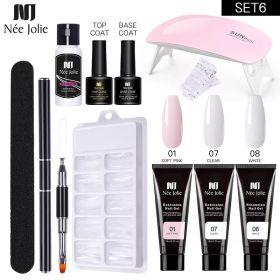 Nail Gel Set 6W LED Lamp Full Manicure Set Quick Extension Nail Kit Gel Building Polygels Set For Nails Tool Kit Nail Art Kit (Color: seven piece set 6)