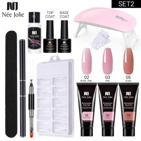 Nail Gel Set 6W LED Lamp Full Manicure Set Quick Extension Nail Kit Gel Building Polygels Set For Nails Tool Kit Nail Art Kit (Color: eleven piece set 2)