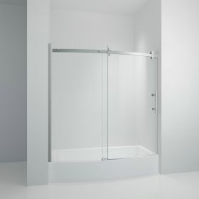 TRUSTMADE Frameless Curved Bathtub Shower Doors 60&quot; Width x 58&quot; Height with 1/3&quot;(8mm) Clear Tempered Glass Finish; K07N-1 (Color: as Pic)