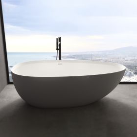 1800mm solid surface stone soaking tub Bathroom freestanding bathtub for adult (Color: as Pic)