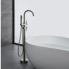 TrustMade Double Handle Freestanding Tub Filler with Handshower - R01 (Color: Brushed Nickel)