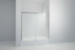 TRUSTMADE Frameless Curved Bathtub Shower Doors 60&quot; Width x 58&quot; Height with 1/3&quot;(8mm) Clear Tempered Glass Finish; K07N-1