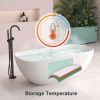 FRALIMK 63" x 30" x 22" Flatbottom Freestanding Solid Surface Resin Stone Bathtub Soaking Tub In Soft White Matte