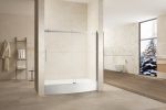 TRUSTMADE Frameless Curved Bathtub Shower Doors 60&quot; Width x 58&quot; Height with 1/3&quot;(8mm) Clear Tempered Glass Finish; K07N-1