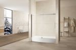 TRUSTMADE Frameless Curved Bathtub Shower Doors 60&quot; Width x 58&quot; Height with 1/3&quot;(8mm) Clear Tempered Glass Finish; K07N-1