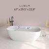 FRALIMK 63" x 30" x 22" Flatbottom Freestanding Solid Surface Resin Stone Bathtub Soaking Tub In Soft White Matte