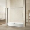 TRUSTMADE Frameless Curved Bathtub Shower Doors 60&quot; Width x 58&quot; Height with 1/3&quot;(8mm) Clear Tempered Glass Finish; K07N-1