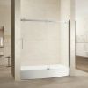 TRUSTMADE Frameless Curved Bathtub Shower Doors 60&quot; Width x 58&quot; Height with 1/3&quot;(8mm) Clear Tempered Glass Finish; K07N-1